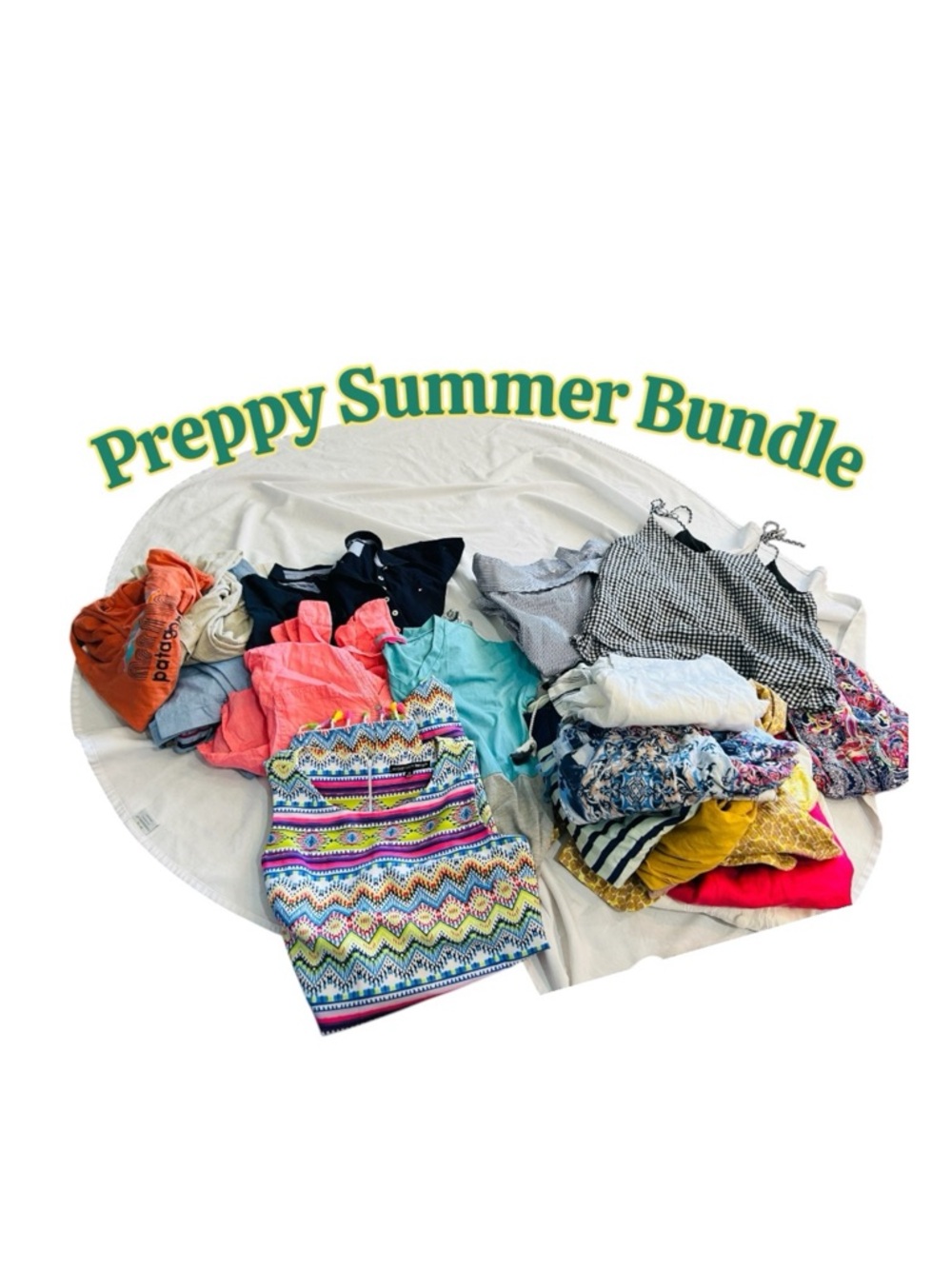 Preppy Brands 18-20 Pcs Summer Clothes Bundle Dress, Top, Pants, Linen, Cotton - Picture 4 of 5